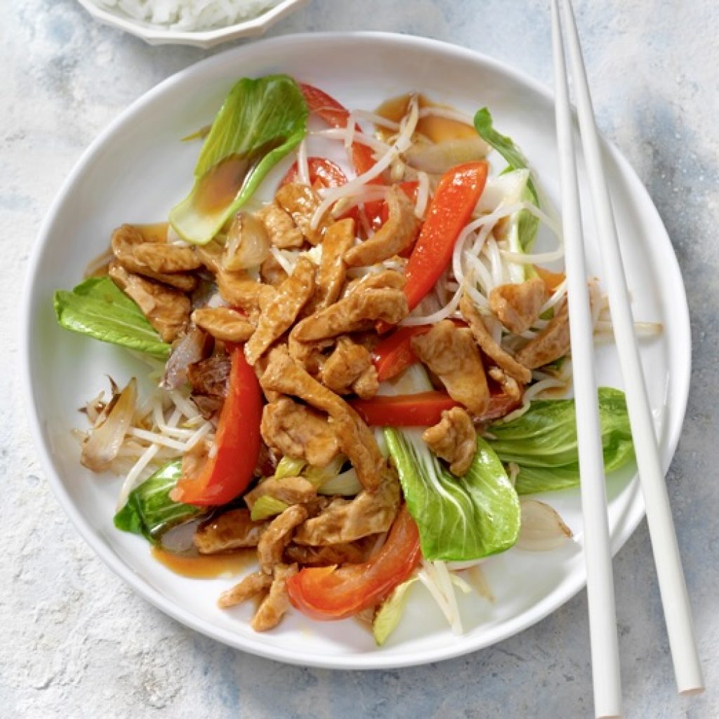 Gemüse-Wok mit Sojageschnetzeltem